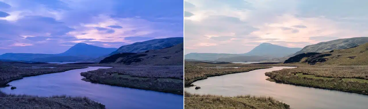 Comparing the effect of different white balance settings on the colour of a photograph