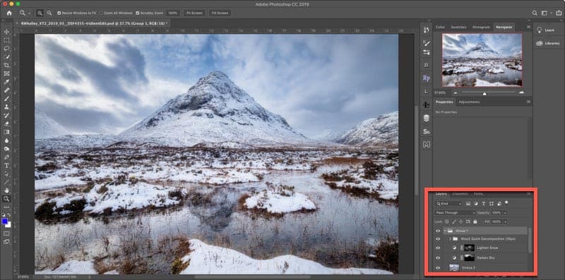 The Photoshop Layers Window showing the image layers