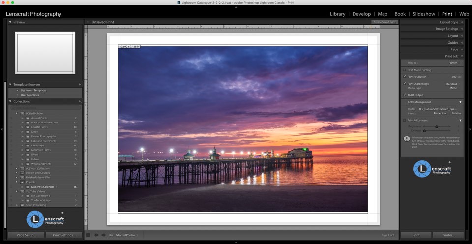 Changed page orientation in the Lightroom Print module
