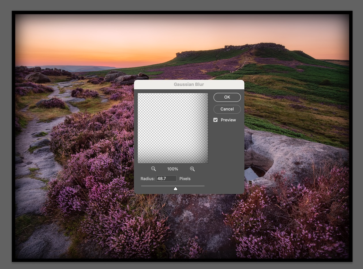 Adding a Gaussian Blur to the border layer