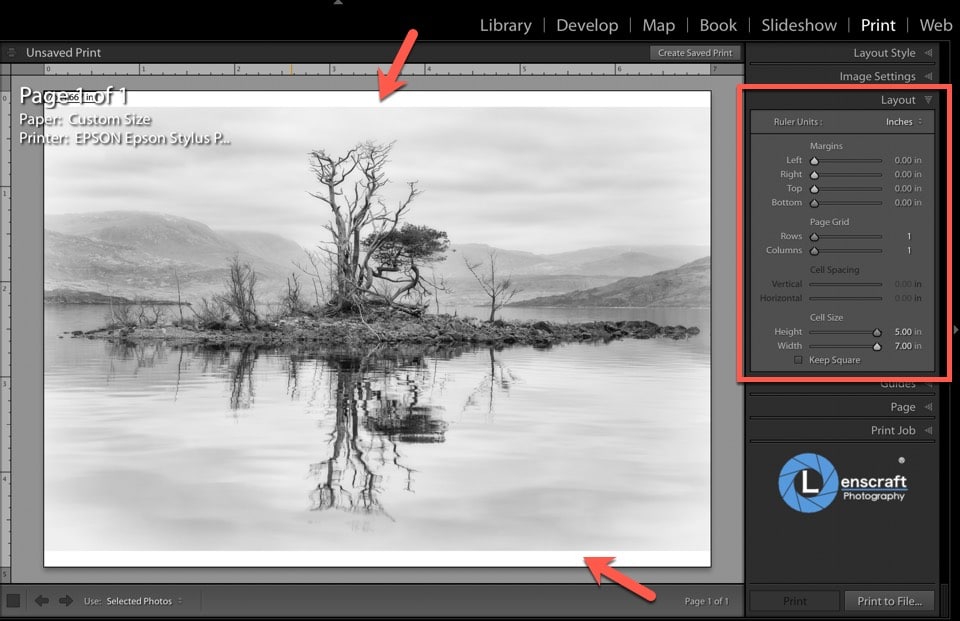 changing the settings in Lightroom's Layout Panel