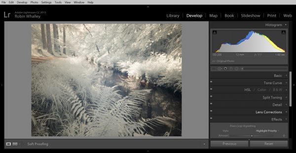 Processing Infrared images in lightroom