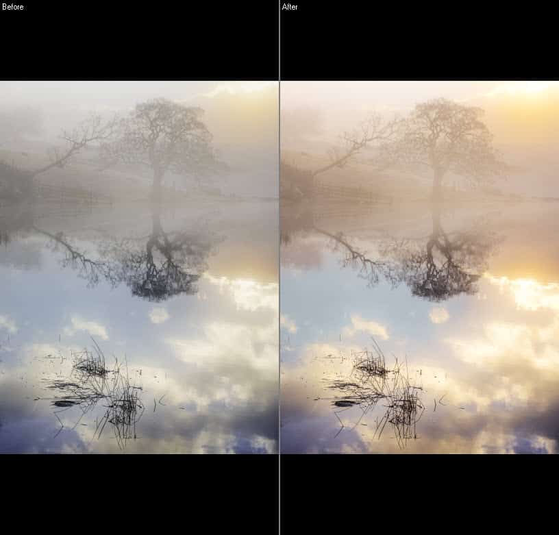 starting image and adjusted image showing the effect of the LUT adjustments