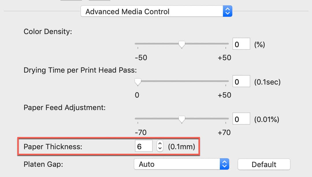 Changing the media control in the printer driver