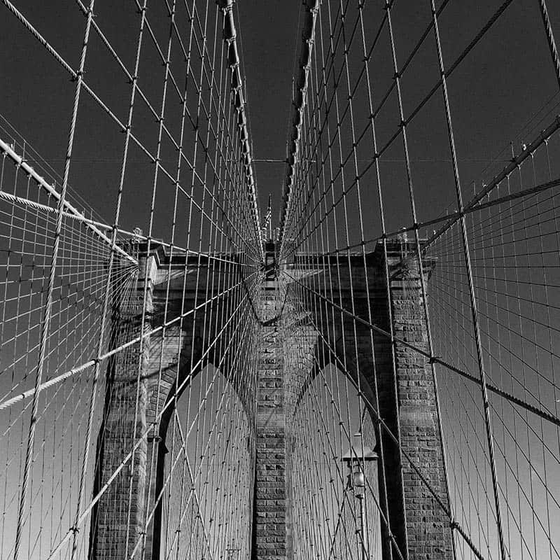 Brooklyn Bridge showing converging verticals caused by using a wide angle lens
