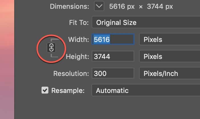 Locking the aspect ratio when resizing an image