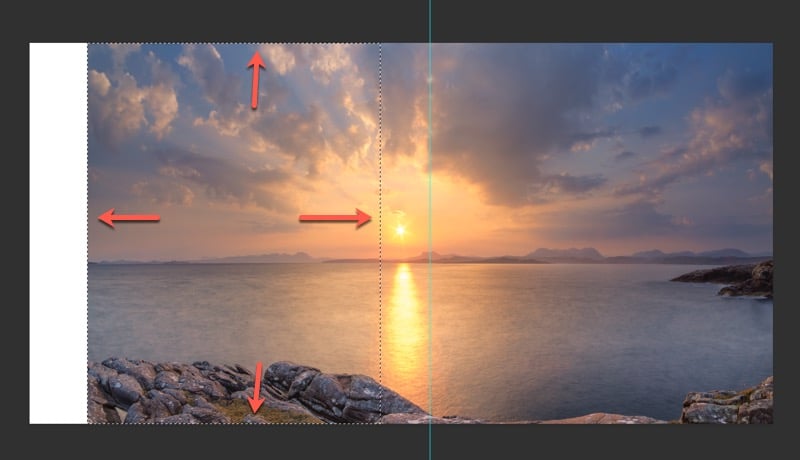 Extending the selection in Photoshop using Content Aware Scaling