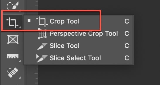 Selecting the Crop tool to strighten an image