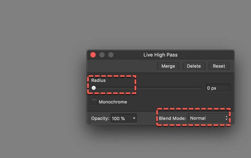 Applying the settings to the new sharpening layer
