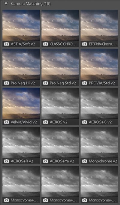 Camera Matching Profiles in Lightroom