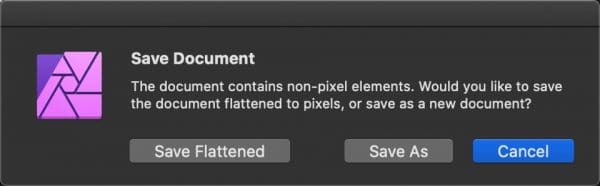 Saving a JPEG in Affinity Photo