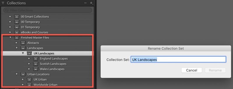 reorganising the structure of the collection set hierarchy in lightroom