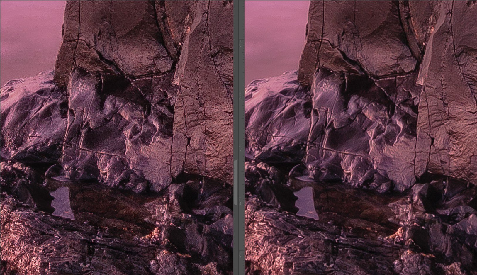 Gigapixel enlargement side by side with Photoshop
