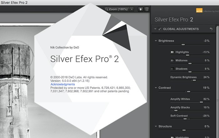 Nik Silver Efex Pro interface