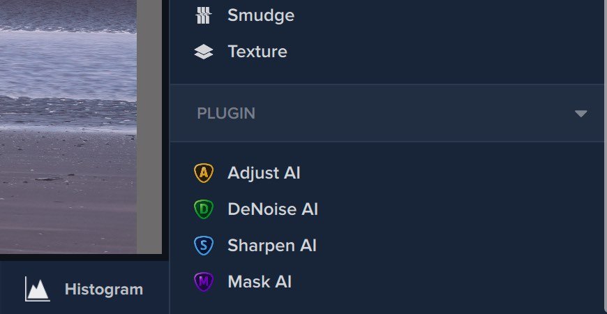 plugins section showing any topaz plugins you have installed