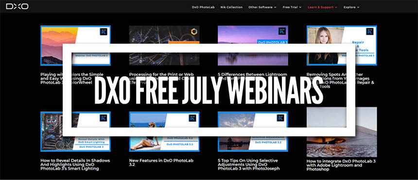 Free DxO Photography Webinars for July 2020