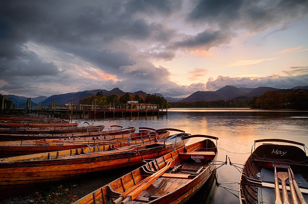 Sunset at the Lading stage at Keswick in the Lake District