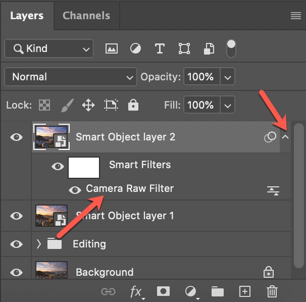 Smart Filter moved to the second Smart Object layer