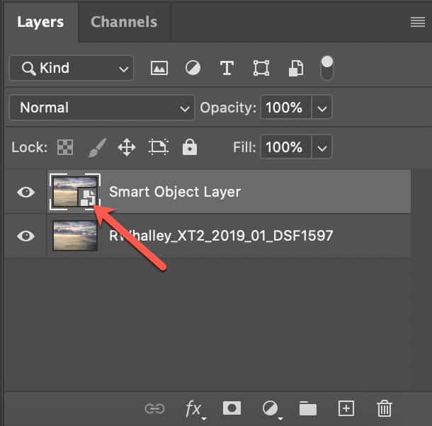 Smart Object layer in the Photoshop Layers Window