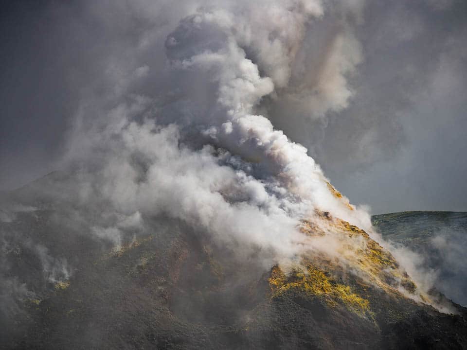 An Olympus EM5 camera was used to capture the summit crater of Mount Etna in Italy
