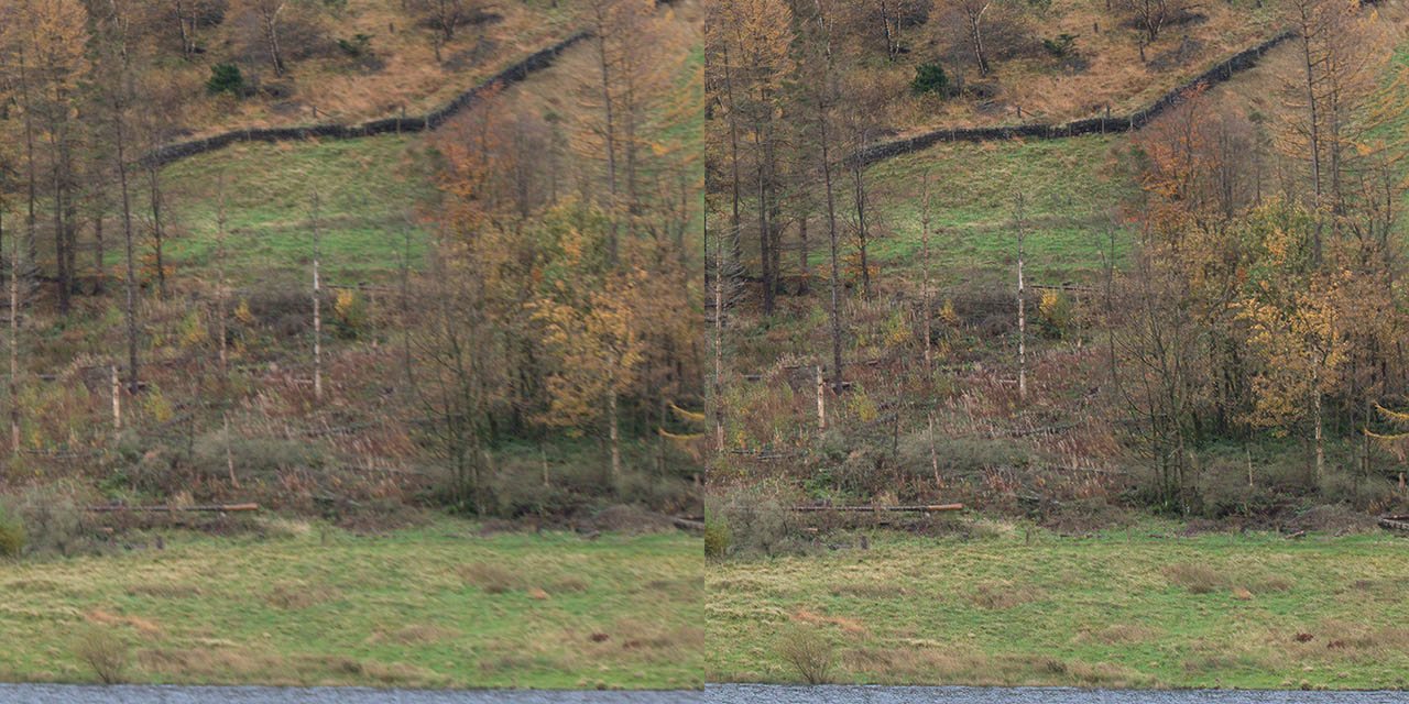 Lens blur problem corrected before and after