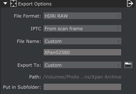 Export Options in the scanning workflow