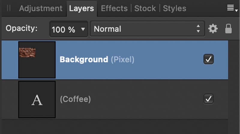 Image added as a new layer to the document in the affinity photo layers studio panel