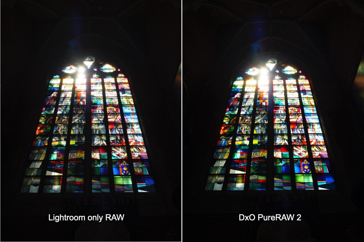 DxO PureRAW 2.1 compared with Lightroom processed RAW