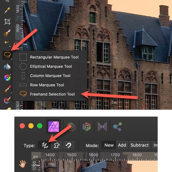 The Freehand Selection tool in Affinity Photo