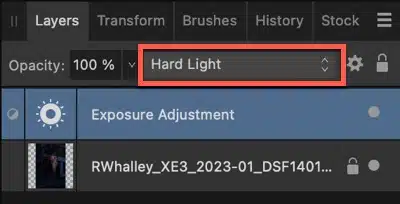 Change the Exposure Layer Blend Mode to Hard Light