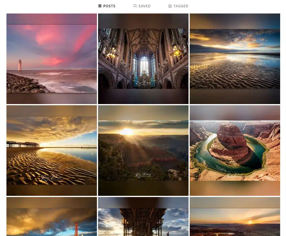 Instagram feed showing square images