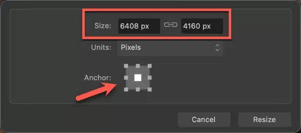 Resizing the document canvas in Affinity Photo