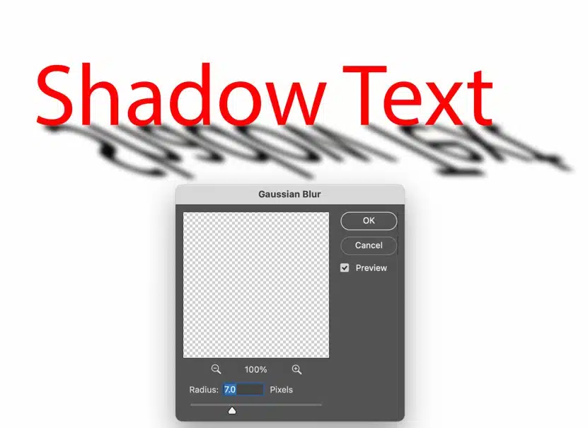 Adding a Gaussian Blur to the shadow in Photoshop