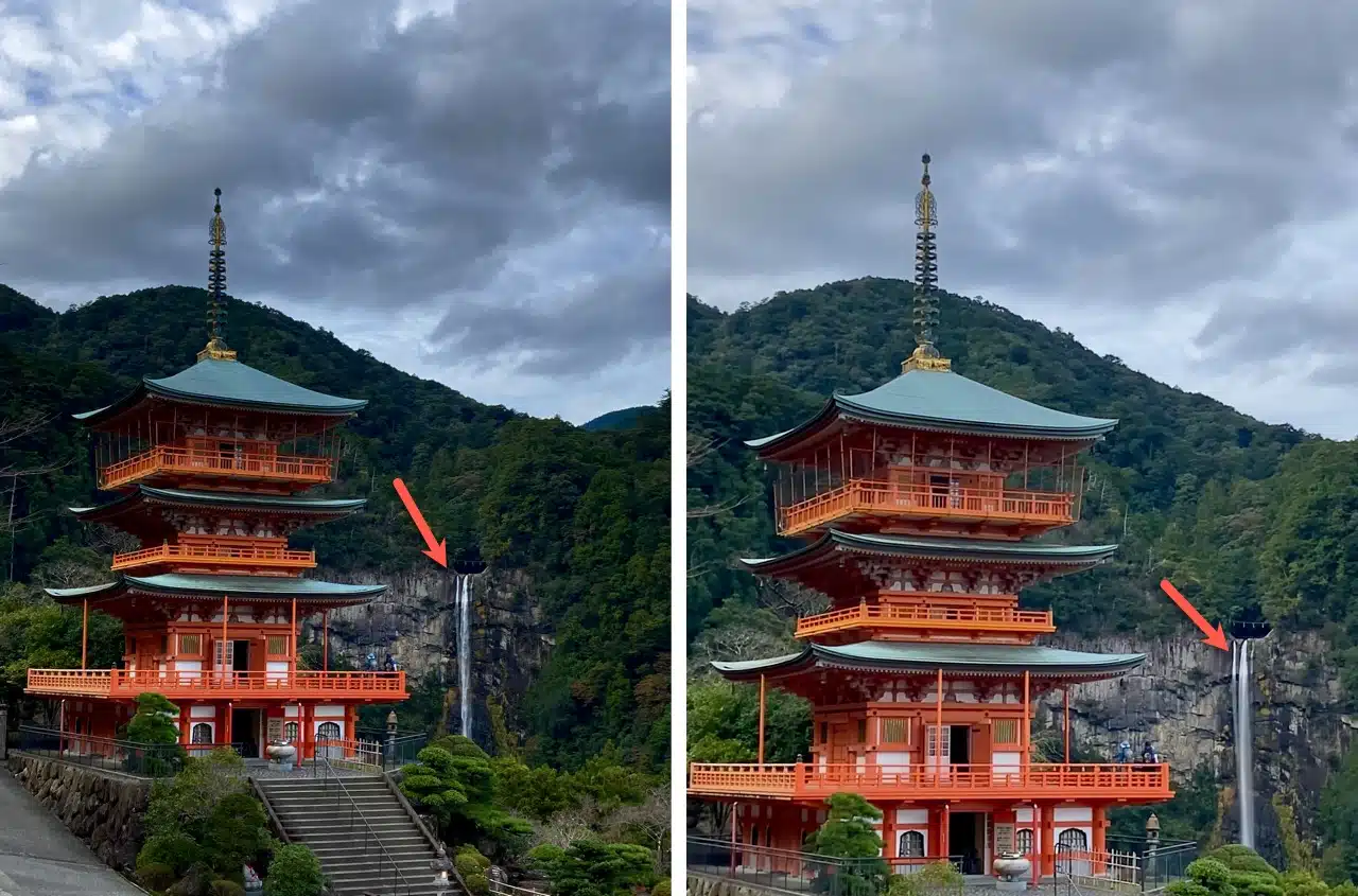 Comparing the original iPhone photo with the iPhone long exposure