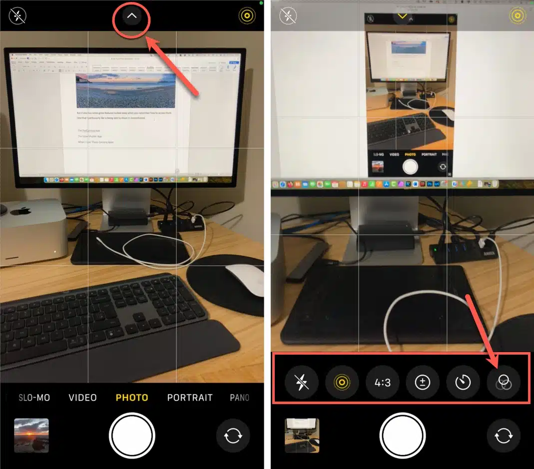 Features of the iPhone standard camera app