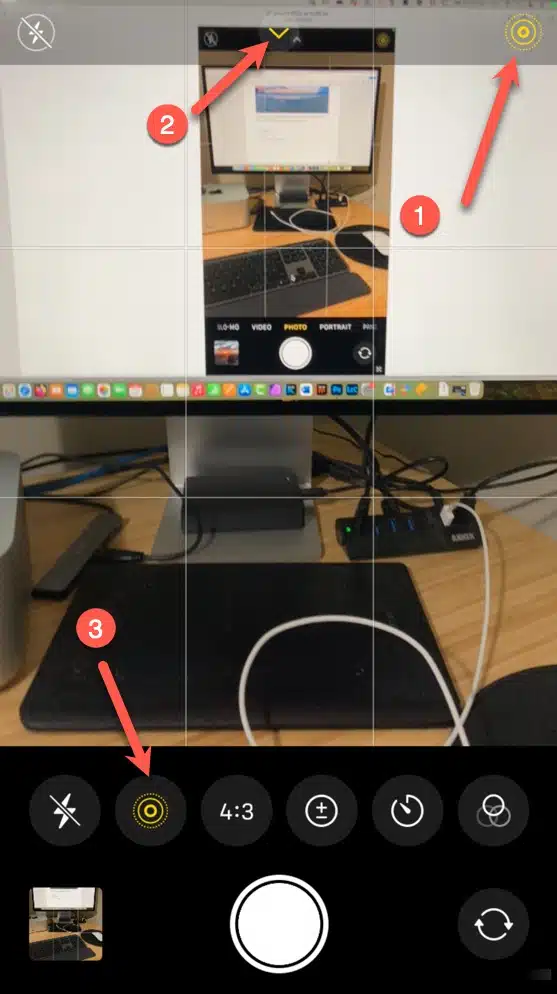 Turning the iPhone Live Mode off and on